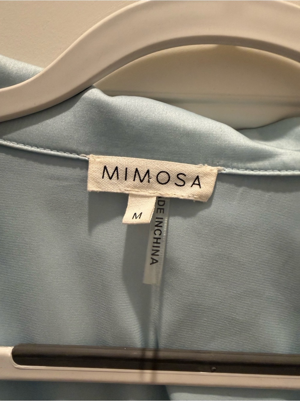 Mimosa Satin Tie Front Cropped Blouse | Light Blue | Size Medium - Picture 4 of 4